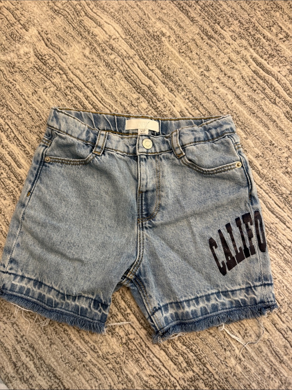 Zara Light Blue Denim Shorts with CALIFO Graphic